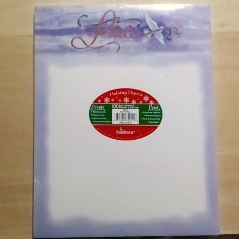 2/$20 Dove of Peace Letterhead 100 Sheets 84251 Sonburn Stationery